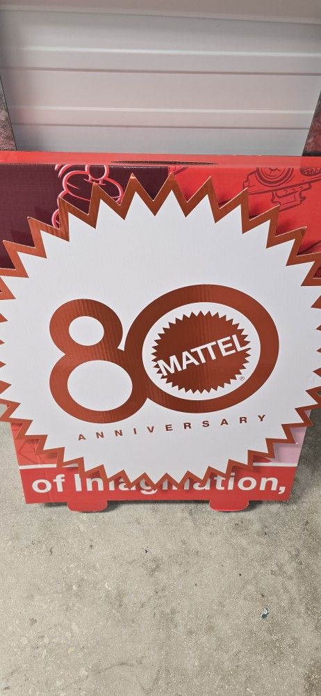 Nice Condition Metallic 80 Years Of Mattel Display Header Cardboard