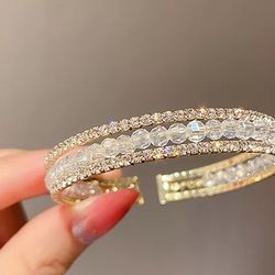 Fashion Open Adjustable Bangle Crystal Bracelet.