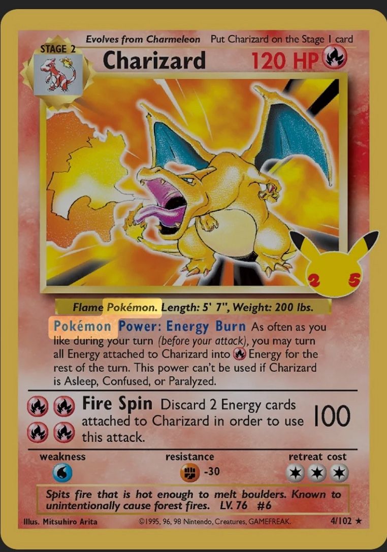 Charizard First Edition (25 Anniversary)