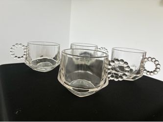 1940 Antique Hazel Atlas Orchard Crystal Bubble handle Cups