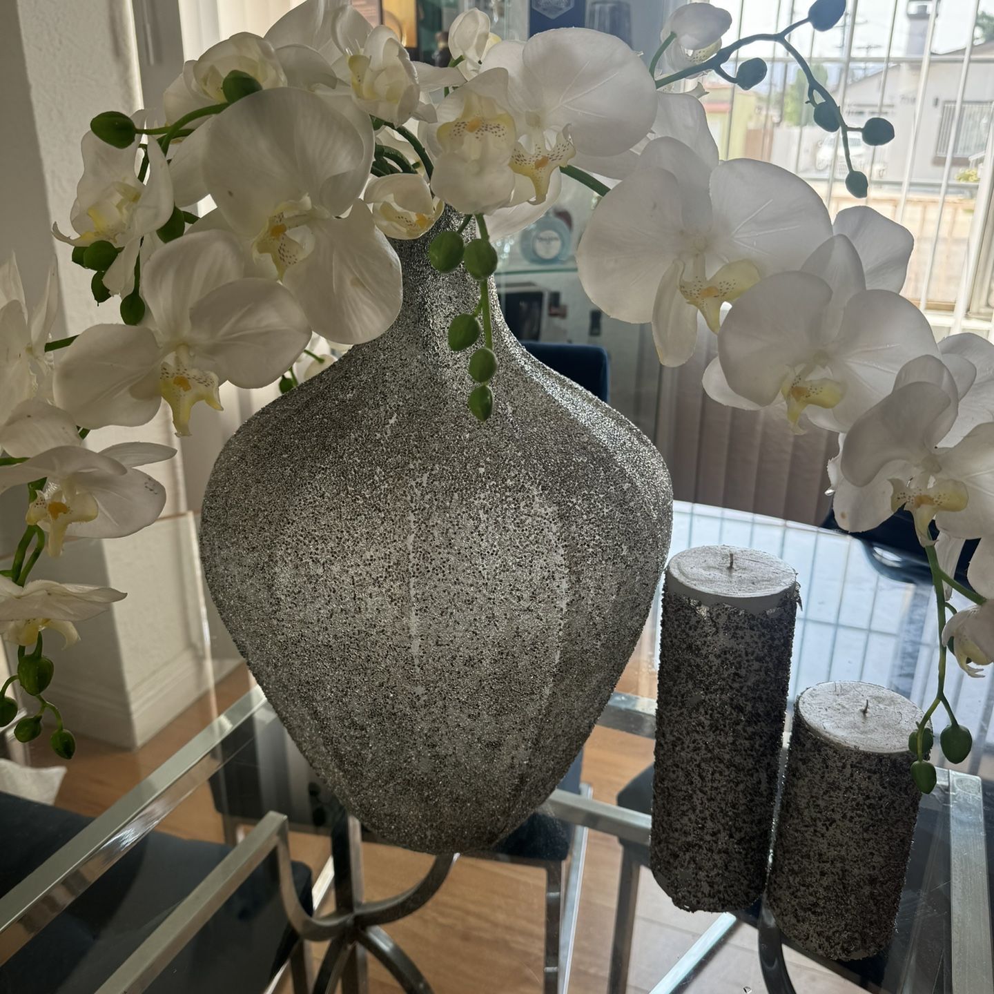 Z Gallerie Bella Vase with Orchids And Candles for Sale in