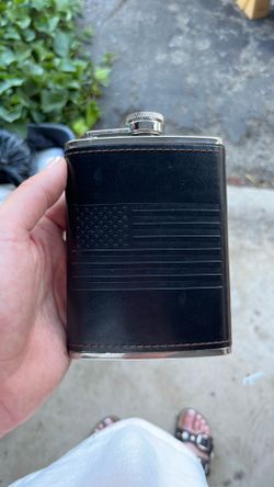 Stainless steel American flag black flask