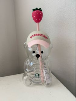 Starbucks Pink Strawberry Bearista Glass Cup