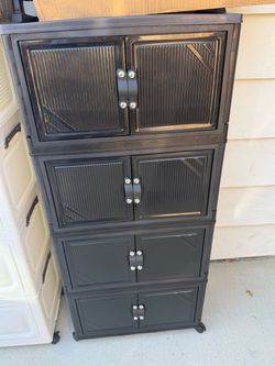 Black Plastic Storage Cabinet on Wheels