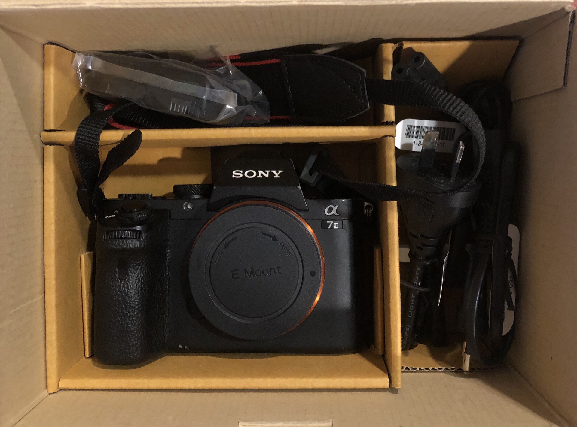 Sony A7ii camera, 50mm lens and battery grip