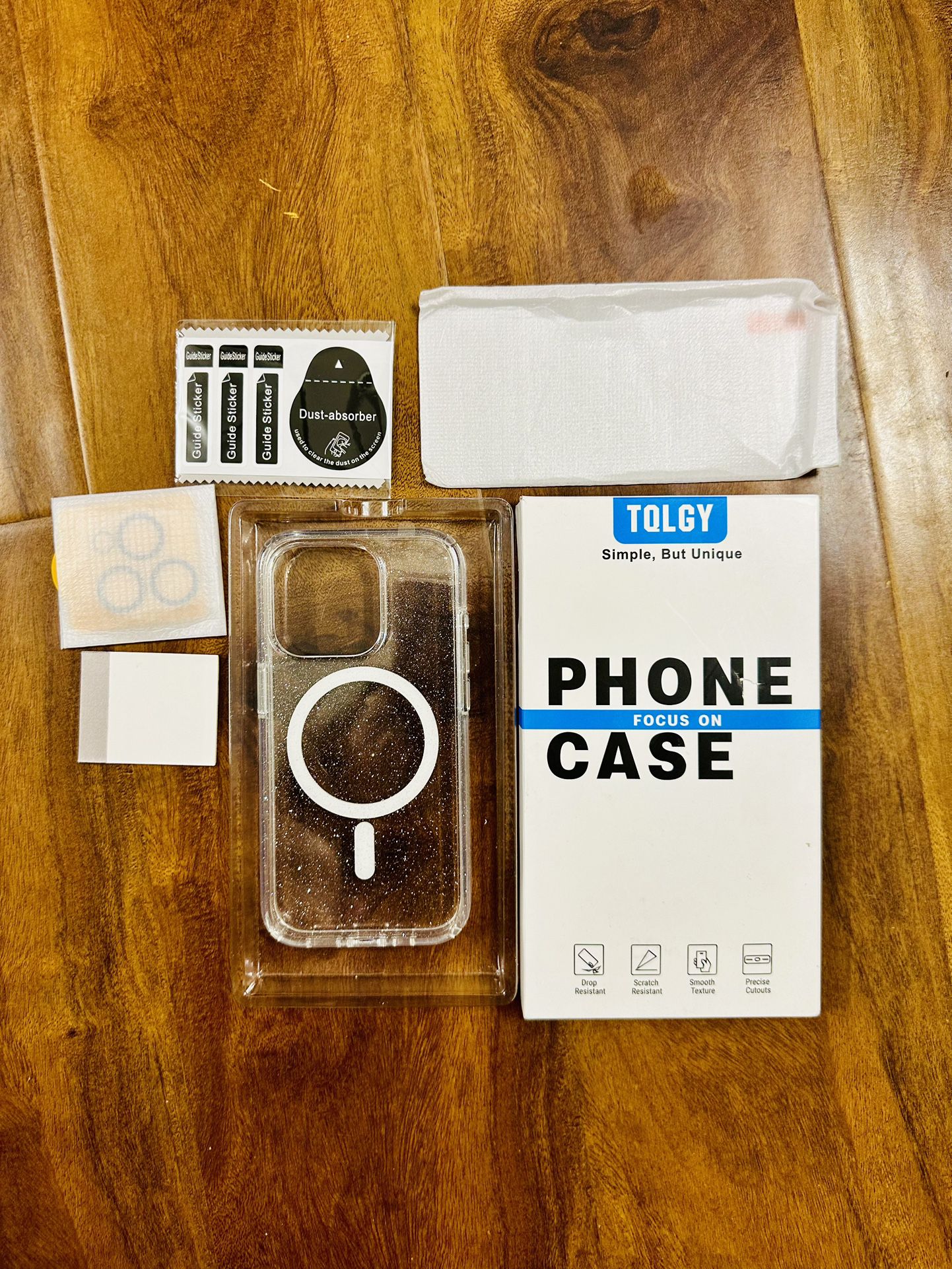 Chargeable Glitter Case and Screen Protector For iPhone 15 Pro New Condition In Box