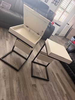 Set of 2 Modern Nightstands with USB Charging & Hidden Storage