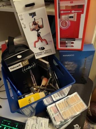Box Of Makeup, Selfie Stick, Electric Toothbrush, Nail Kit Etc