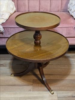 Vintage Mid-century Two Tier Dumbwaiter Side Table