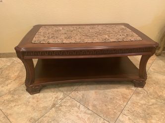 Traditional coffee table with 2 end tables (granite top)