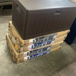 Hampton Bay 50 Gal. Brown Resin Wood Look Outdoor Storage Deck Box with Lockable Lid