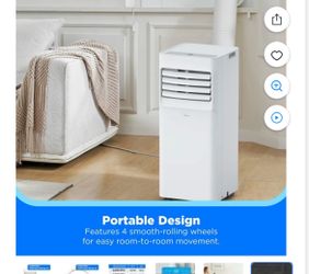 Midea 5000 BTU Portable Air Conditioner with Wi‑Fi, 2‑Speed, 250 Sq Ft Coverage,     White