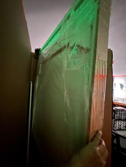 Brand new metal door with sliding window