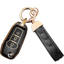 for Ford Key Fob Cover Keychain Fit for,2015 2016 2017 2018 2019 F150 F250,Focus 3 Escort Kuga Everest Fiesta Mustang Edge MKV S-MAX Fusion 2016 Range