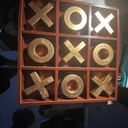 Unique Wooden Tic Tac Toe  Game 14” X14” 
