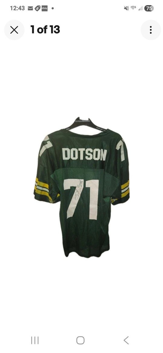 GREEN BAY PACKERS Jersey SIGNED #71 Santana Dotson Autographed NFL Mens Size XL