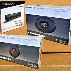 Kenwood Bluetooth USB Single Din Stereo Infinity 6 1/2" 2-Way & 6"x9" 3-Way Speakers 480 Watts Package 🚨Payment Options Availabl🚨No Credit Needed