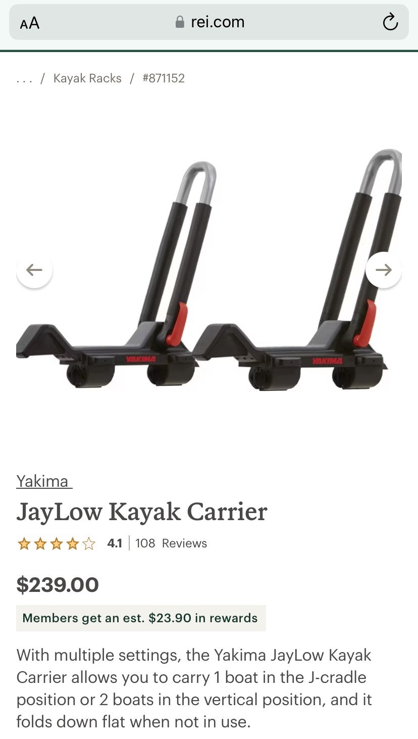 New Yakima JayLow Kayak Rack