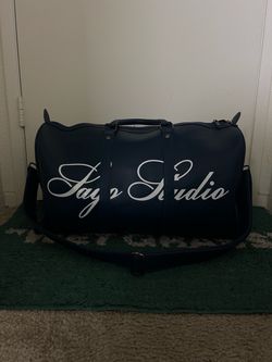 Travel Duffle bag blue leather,
