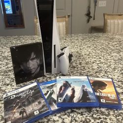 Sony PS5 Blu-Ray Edition Console - White with 5 games and Extras