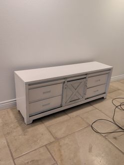 White Farmhouse TV Stand with Barn Door