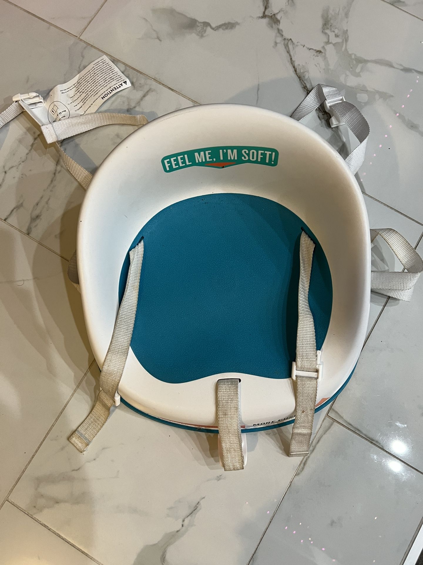 Prince Lionheart Baby Booster Squish Seat for Dining Table, Soft Seat with 3-Point Harness and Dual-Strap System for Toddler