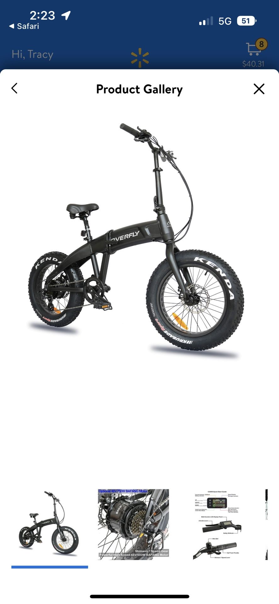 Overfly Hummer 20x4Fat Tire Electric Folding Bike for Commuter