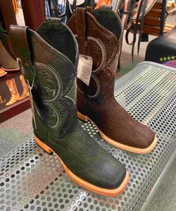 Botas vaqueras de piel Punta Cuadrada