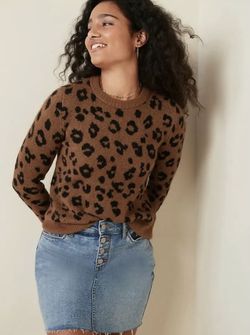 Old Navy Cozy Leopard Crew-Neck Sweater XXL Tall