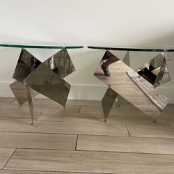 Elegant End Table Set W/ Crystal Top