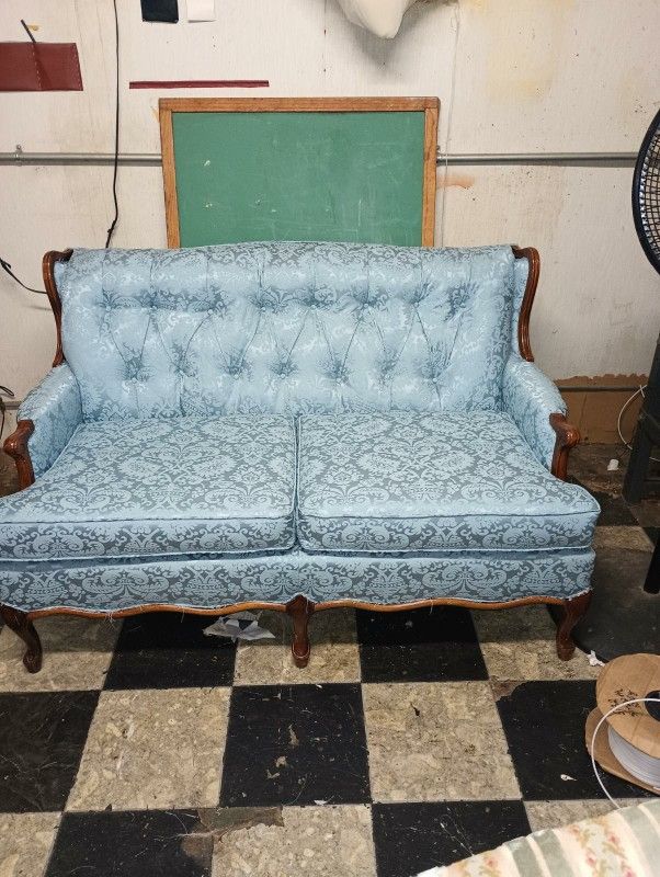 Blue Love Seat Newly Upholstery 