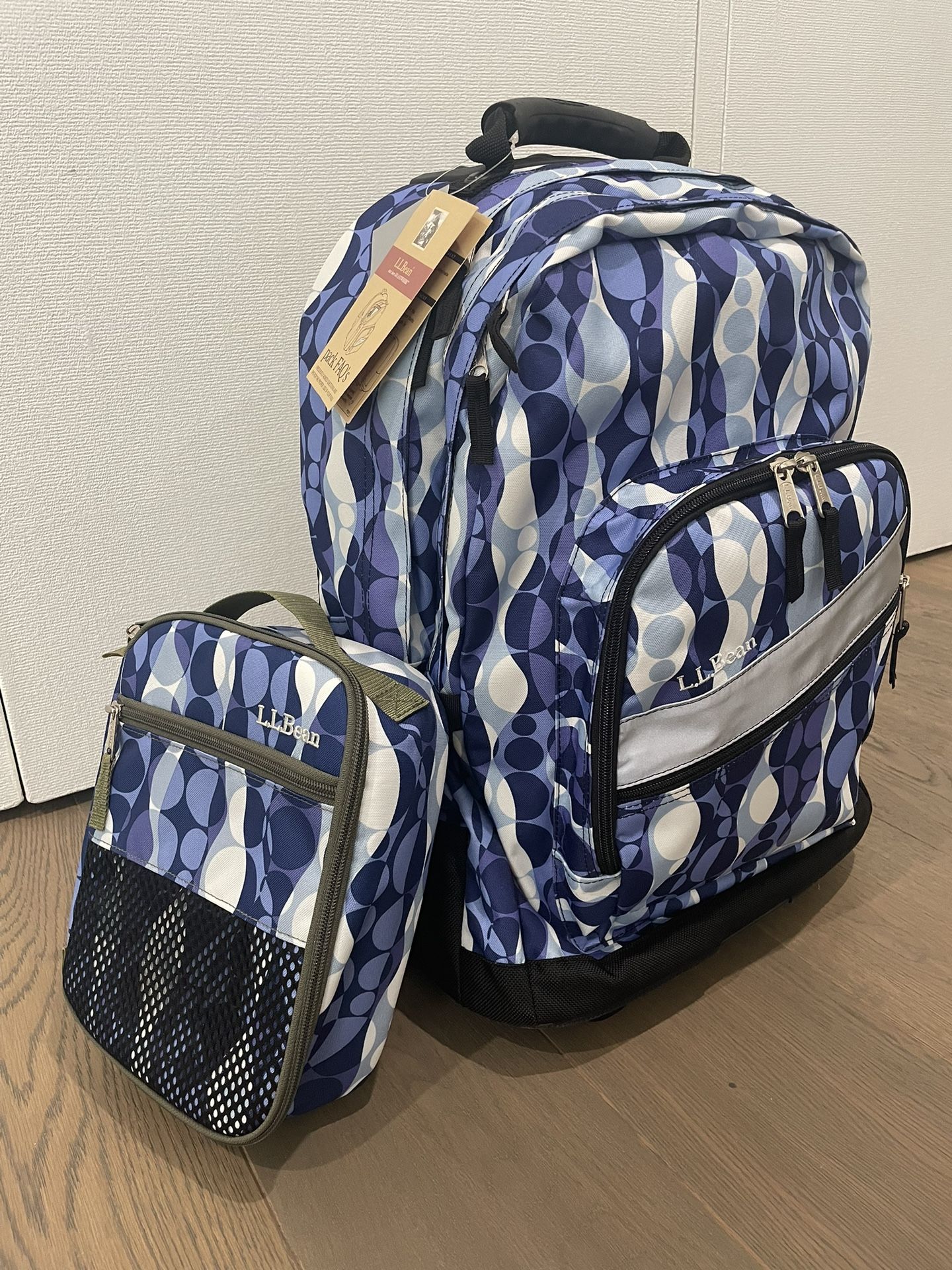 NEW L.L. Bean Rolling Delux Backpack & Matching Lunch Box