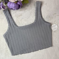 NWT Aerie Gray Ribbed Crop Tank