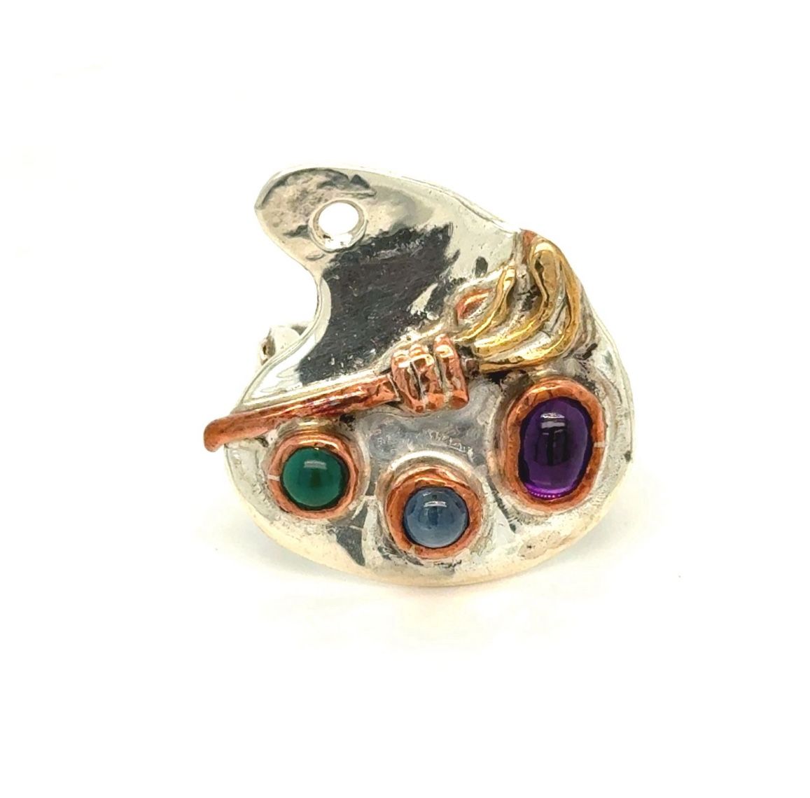 Silver 925 Multicolor Stones Artist Palette Ring