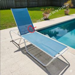 Can Deliver teal blue Aluminum Mesh Poolside Lounge Chair sun tan tanning