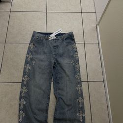 Purple jeans flared size 38