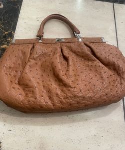 Vintage mid-century Borelli ostrich leather embossed purse