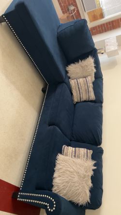 Sectional L Shaped Navy Blue