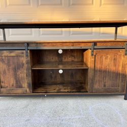 Yaheetech TV Cabinet for 65-inch TVs, Industrial TV Stand with Sliding Barn Doors, Rustic Brown