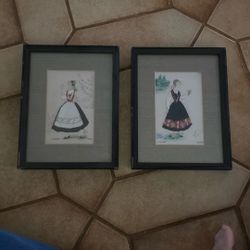 Set Of 2 Silk Stitch about 9 X 7" Frame