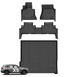 Wayhigh® Floor Mats & Cargo Liner for BMW X5 2014-2018 All Weather TPE Car Mats Waterproof Duty Floor Liners Custom Fit for X5 Accessories - Black