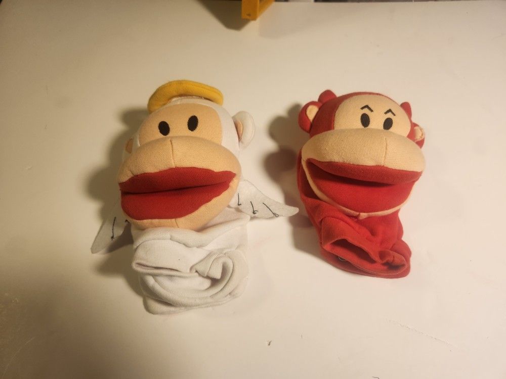 Sock Monkey Puppets Angel Devil