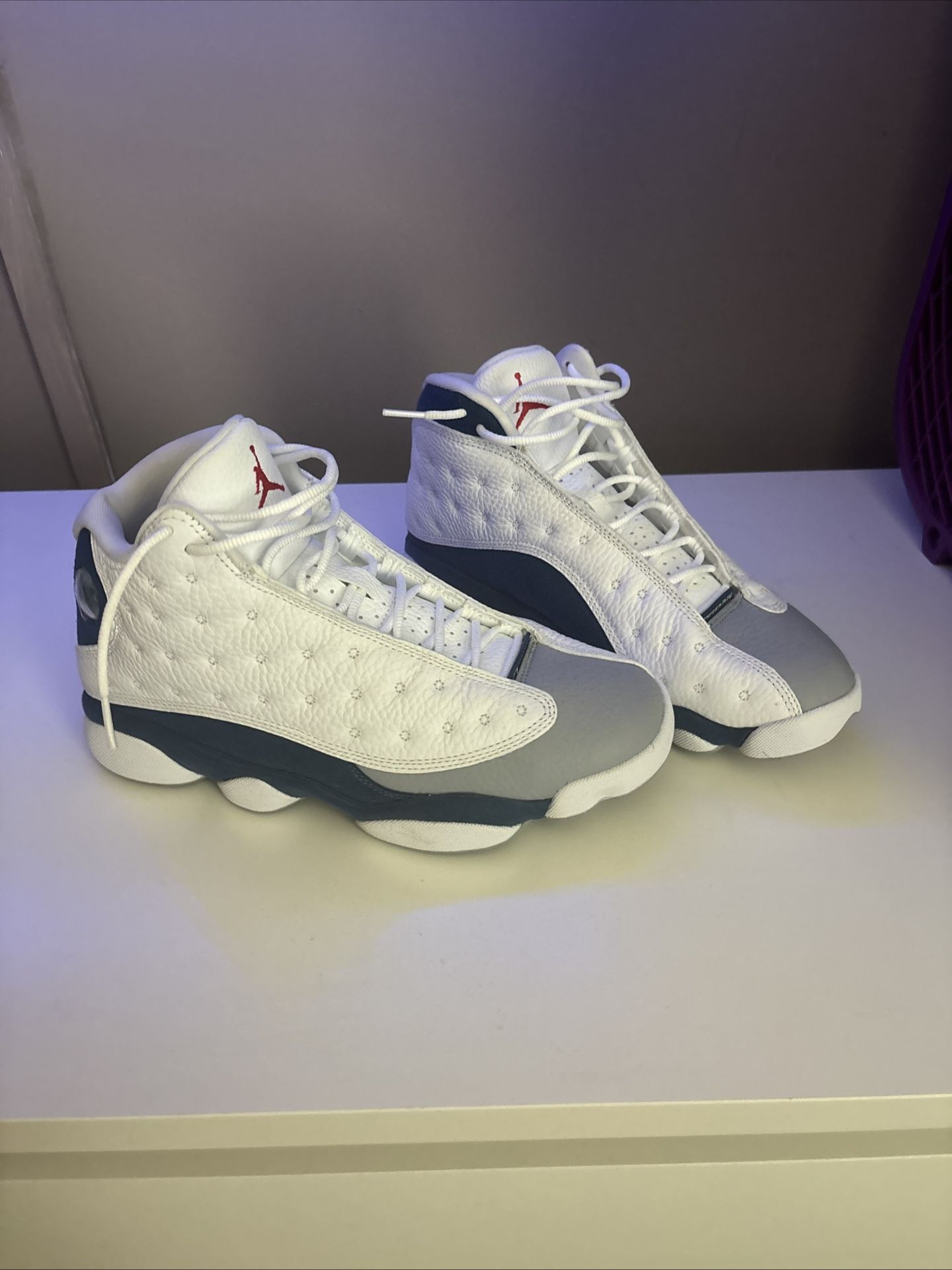 8.5 Men's Air Jordan 13 Retro - White Fire Red - French Blue