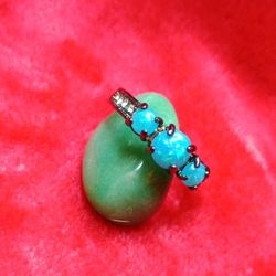 Women's Fire-Blue Zircon Engagement Wedding Ring