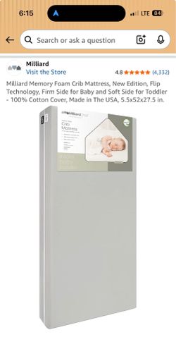 Milliard Memory Foam Crib Mattress