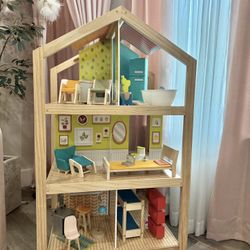 KidKraft Wooden Mid-Century 360-Play Dollhouse with Wheeled Base