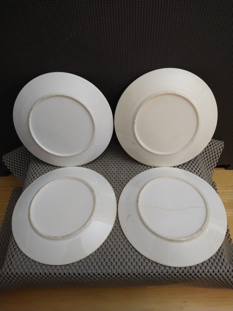 Antique Porcelain Gold Rim Floral 2 Tea Cups 3 Saucers 4 Plates Antiques