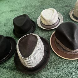 Pork pie Hatzzz, very cool, fashion forward great fabrics, fit size 7 to 7 3/8, $59 each
