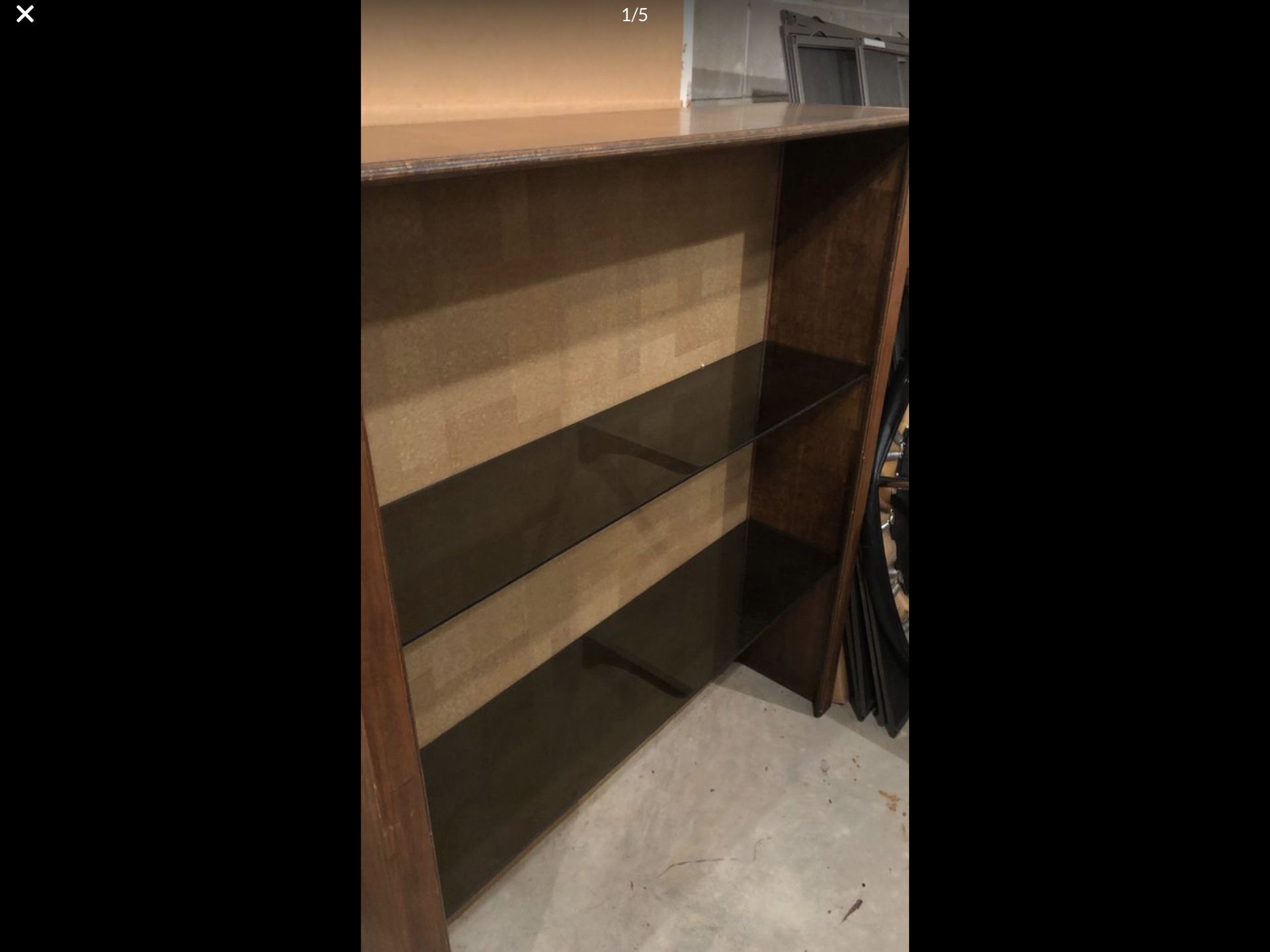 Brown Bookcase with Glass Shelving