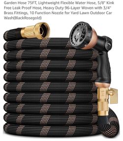 75FT Flexible Garden Hose with Nozzle